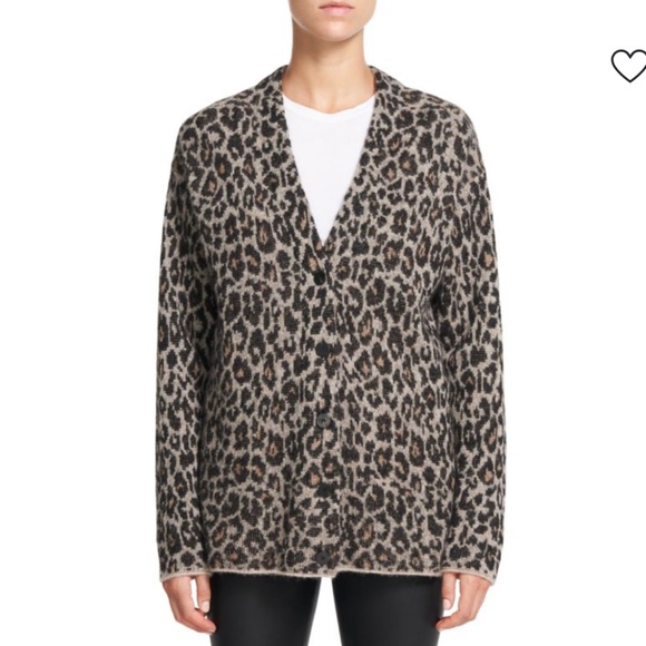THEORYLeopard Print Jacquard Cardigan retail $395
